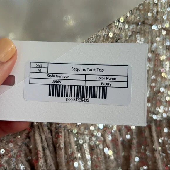 Endless Rose Cream Sequins Tank Top, SZ M NWT - Picture 10 of 13